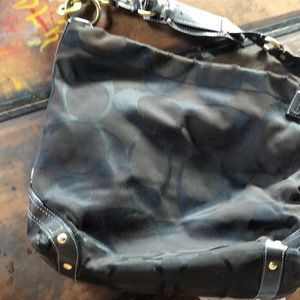 Distressed Vintage COACH Hobo Bag with HEAVY leather and Brass Hardware.